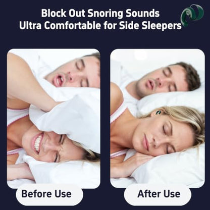 Noise Cancelling Ear Plugs Sleep 50dB NRR Side Sleep Small Ear | ultra soft silicone, reusable one-piece design, 4 sizes included, portable case - color: Dark Green