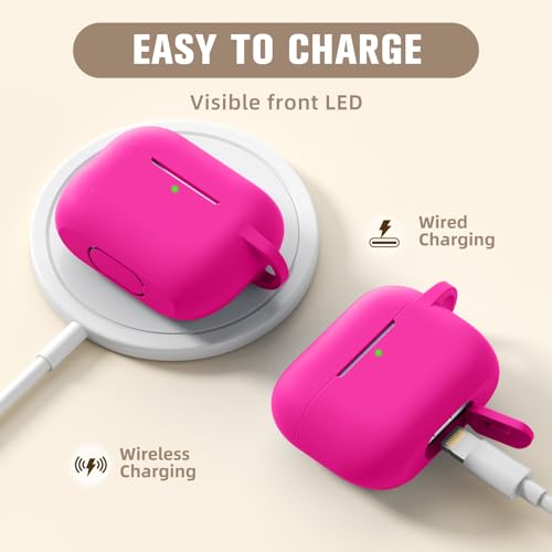 Hamile Compatible with AirPods Pro Case Protective Silicone Airpod Case Shockproof Cover Skin for Apple Airpod Pro 2019 Charging Case, Rose - color: 2-Rose Pink