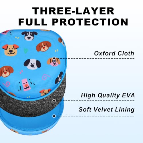 Kids Headphone Case for iClever/Acer/JBL, Dog Blue(Case Only) - color: Puppy Print-Blue
