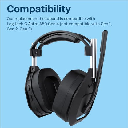 Headband Replacement for Logitech G Astro A50 Gen 4 Headset by MMOBIEL – Protein PU Headband Top Pad Cushion – Headphone Replacement Band – Headset Head Cushion Cover Repair Part - Black - size: Protein PU