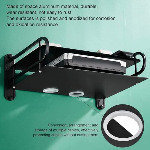 Floating Shelf, Wall Mount Shelf Steel Mount with Cable Management Holes, Space Saving Multimedia Shelf for DVD Player Game