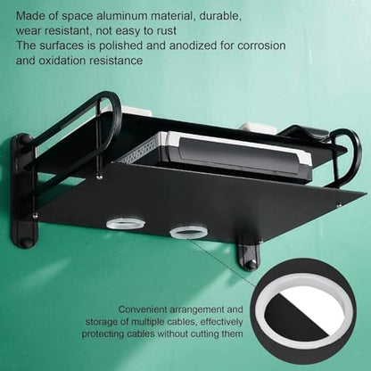 Floating Shelf, Wall Mount Shelf Steel Mount with Cable Management Holes, Space Saving Multimedia Shelf for DVD Player Game