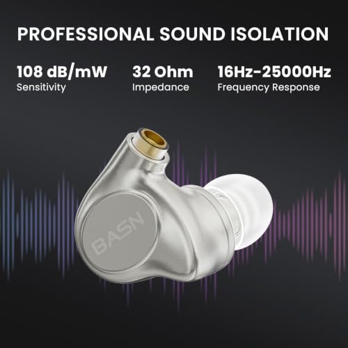 BASN Metalen 4 Drivers in-Ear Monitor Headphones, Wired Earbuds (Titanium) - color: Titanium