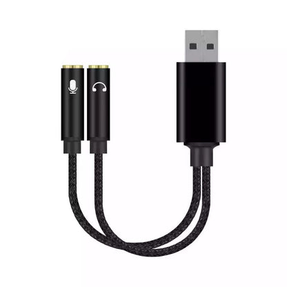 USB to 3.5mm Jack Audio Adapter, USB Audio Cable, External Sound Card USB to Headphone and Mic Adapter, USB 2.0 Male to Dual 3.5mm Female Headset TRS Jack for PS4, PC, Laptop, Gaming Headset Headphone