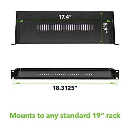 NavePoint Rack Mount Keyboard Shelf Shelves 19 Inch 1U Black 6 Inches (150mm) deep - Black