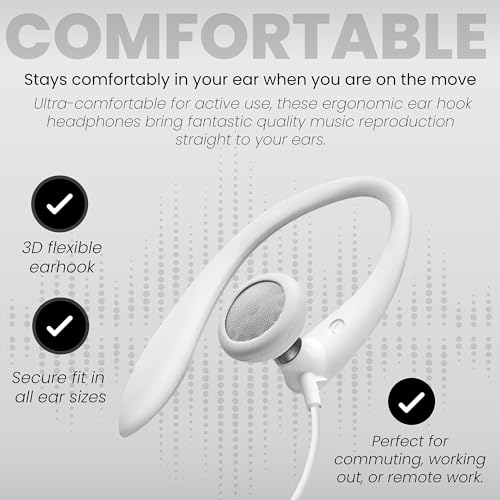 PHILIPS SHS3200WT Flexible Earhook Headphones, White - color: White, style: 3.5MM NO-MIC