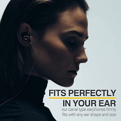 ElloGear 2023 OEM Earbuds Stereo Headphones for Samsung Galaxy S10 S10e Plus A31 A71 Cable - Designed by AKG - with Microphone and Volume Buttons (Black) with Carrying Pouch