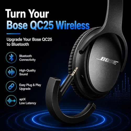 aptX Wireless Bluetooth Adapter for Bose QuietComfort 25, Black - color: Black