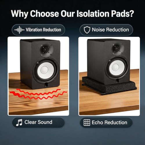 2 Pack Acoustic Isolation Pads, Studio Monitor Speaker Isolation Foam Pads, High Density Acoustic Foam Suitable for 5-6 Inch Speakers for Sound Improvement Prevent Vibrations (for 5'' Speakers) - size: for 5'' Speakers