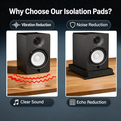 2 Pack Acoustic Isolation Pads, Studio Monitor Speaker Isolation Foam Pads, High Density Acoustic Foam Suitable for 5-6 Inch Speakers for Sound Improvement Prevent Vibrations (for 5'' Speakers) - size: for 5'' Speakers
