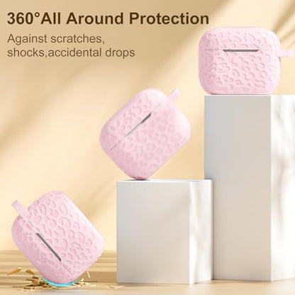 Compatible with AirPod Case 3rd Generation, Leopard Engraved Soft Silicone Skin Cover Full Protective Case,Compatible with Apple AirPod 3rd Generation Case,Front LED Visible - color: Lightpink, size: AirPods 3rd Case