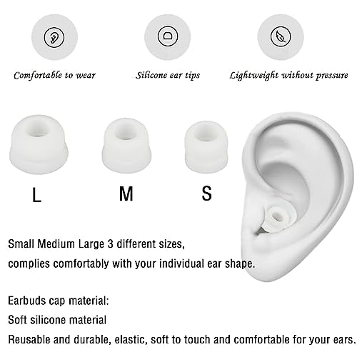 6 Pairs Double Flange Earbud Tips Compatible with Beats Fit Pro Ear Tips Silicone Ear Bud Tips Replacement Earbuds Cap White S M L - color: White