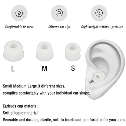 6 Pairs Double Flange Earbud Tips Compatible with Beats Fit Pro Ear Tips Silicone Ear Bud Tips Replacement Earbuds Cap White S M L - color: White