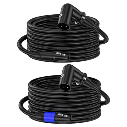 XLR Right-Angle Male to Straight Female Microphone Extension Cable, 90-Degree Male to Straight Female Balanced Cord 3-Pin to 3-Pin, 10ft 2Pack - style: 10FT-XLR Right-Angle Male