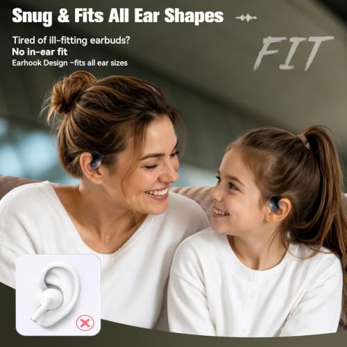 Xmenha Over The Ear Earbuds Open Ear Headphones Over The Ear Headphones | Over Ear Earbuds Air Bone Conduction Earbuds Earphones Air Bone Conducting Conduction Headphones Bluetooth - color: Black, style: Normal