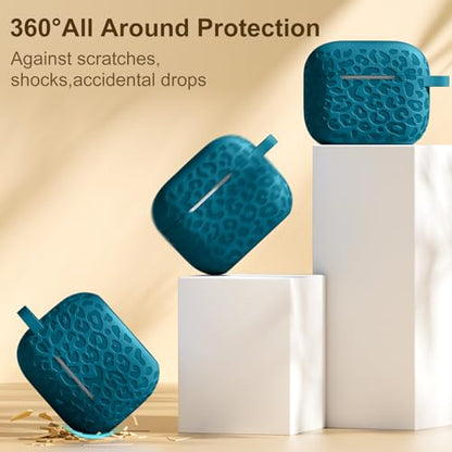 Compatible with AirPod Case 3rd Generation, Leopard Engraved Soft Silicone Skin Cover Full Protective Case,Compatible with Apple AirPod 3rd Generation Case,Front LED Visible - color: Blue, size: AirPods 3rd Case
