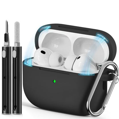 Ljusmicker for AirPods Pro 3 Case 2025 with Magnetic Lock,Black | Soft Silicone Protective Cover for Apple AirPod Pro 3rd Generation Case with Cleaner Kit & Keychain for Women Men,Shockproof - color: A1-Black