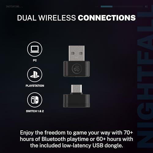JLab Nightfall Wireless Gaming Headset, Bluetooth 5.3, Black - color: Black