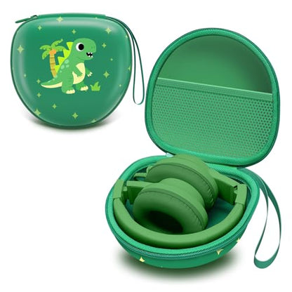 Kids Headphones Case for Folding Headphone, Dinosaur Green(Case Only) | Compatible with iClever BTH12/HS19/BTH26/JoySpark-T5/Candy Bila BH03/EarFun/IMYB/MIDOLA MD-B01/noot Products Kids Headphones - color: Dinosaur Green