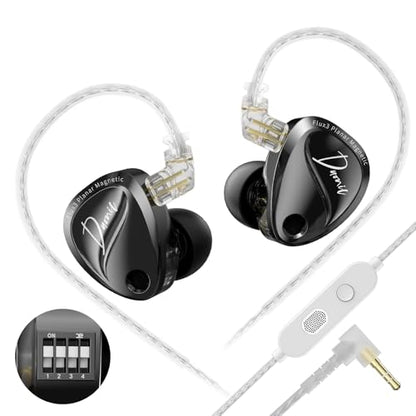 KZ Duonic in Ear Monitor, HiFi IEM Earbuds | 1DD+Triple-Magnet Planar Driver, 4 Tuning Switches with 12 Timbre, Bass Studio Headphones for Audiophiles, 3.5mm with Mic