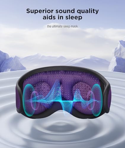 LC-dolida Sleep Headphones, Sleep Mask Bluetooth Wireless Music Eye Mask, Sleeping Headphones for Side Sleepers Sleep Mask with Bluetooth Headphones Ultra-Thin Stereo Speakers Perfect for Sleeping - color: Elegant Purple