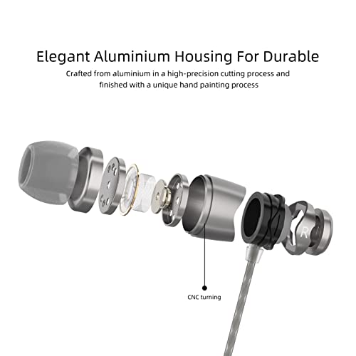 SoundMAGIC E11 Wired Earbuds, No Mic, Hi-Fi Stereo, 3.5mm Jack, Gunmetal | Balanced accurate sound, rich bass, full aluminium housing, silver-plated cable, comfortable fit - color: Dark Silver