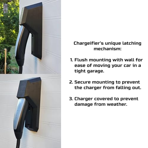 Chargeifier Tesla Charging Cable Organizer with Latch use w/Model S Model 3 Model X Model Y w/Mobile Connector Bracket-Automotive Accessories (Charger Holder)