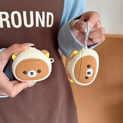 Wireless Charging Earphone Case Compatible with Airpods 4, Cute Kawaii Bear Design Soft Silicone Full Body Protective Skin Cover, Kids Girls Women Cartoon Earbuds Accessories - color: Bear, size: Airpods 4