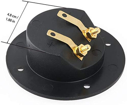 2 Pcs 3” Round Speaker Box Terminal Cup, Binding Post Connectors | 3 Inch, Round 2-Way Speaker Box Terminal Cup Binding Post, Subwoofer box screw-type Terminal Plates
