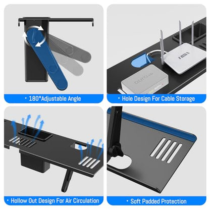 CABTE Adjustable Steel TV Top Shelf, Floating TV Stand | Universal Monitor Shelf for Soundbar, Game Console, Cable Box, Router Shelves (16.93x4.72inch with 1 Boxes) - style: 16.93x4.72inch with 1 Boxes