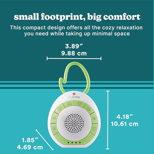 MyBaby Sound Machine, White Noise for Baby, Travel, Nursery and On The Go | 4 Soothing Sounds, Integrated Clip, Small and Lightweight, Great for Registry Gift
