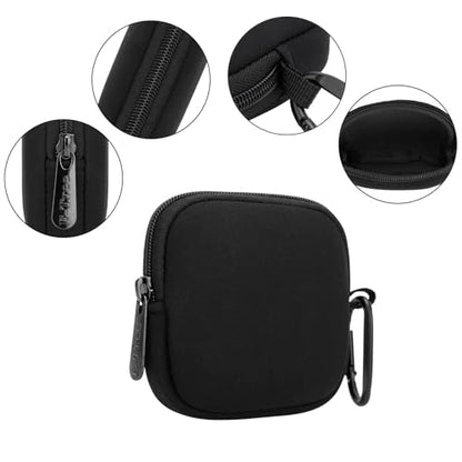 E-Tree 2-Pack Mini Neoprene Pouch Bag with Carabiner Clip – Small Zippered Organizer Case for AirPods, USB Cables, MagSafe Adapter, Earphones Memory Cards Tech Accessories | Coin Purse Wallet | 3.15"