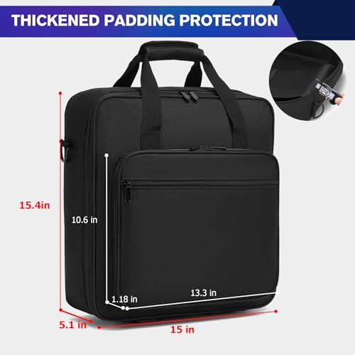 Padded Nylon Mixer Gig Bag Case, 15.4" x 15" x 5.1", Protector Gear Mixer Gig Bag with Removable Strap, DJ Controller Travel Shoulder Bag For RODECaster Pro II, TC Helicon GOXLR, MG10XU 10