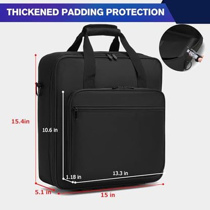 Padded Nylon Mixer Gig Bag Case, 15.4" x 15" x 5.1", Protector Gear Mixer Gig Bag with Removable Strap, DJ Controller Travel Shoulder Bag For RODECaster Pro II, TC Helicon GOXLR, MG10XU 10