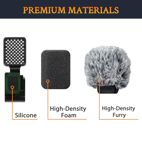 SOULWIT 2Pcs Windscreen Wind Muff for Sony ZV-1F/ZV-E10/ZV-1/ZV-E1/ZV-1 II Vlog Cameras, Cold Shoe Adapter with Furry Windshield + Mic Cover - Black