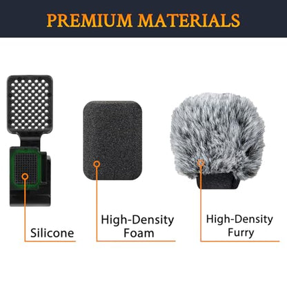 SOULWIT 2Pcs Windscreen Wind Muff for Sony ZV-1F/ZV-E10/ZV-1/ZV-E1/ZV-1 II Vlog Cameras, Cold Shoe Adapter with Furry Windshield + Mic Cover - Black
