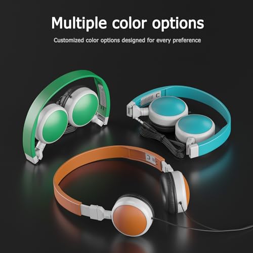 3-Pack Individually Wired Classroom Headphones - No Mic Headphones with 3.5mm Jack, Multi-Color Bulk School Headsets for School/Library/Testing Room, Each in Protective PP Bags