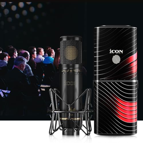 iCON Pro Audio Apollo 34mm Condenser XLR Microphone with Shock Mount | 34mm Gold-Sputtered Capsule Cardioid XLR Microphone for Studio Streaming