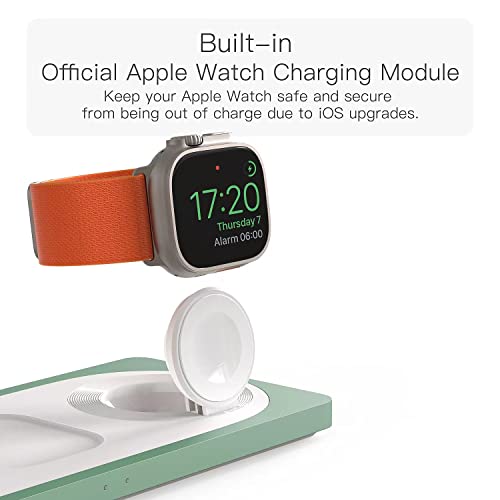 3 in 1 Wireless Charging Station for Apple Devices with MagSafe | For iPhone 17/Air/16/15/14/13/12, AirPods & Apple Watch, Foldable Portable Aluminum Charging Stand, Adapter Included - color: Sprout Green