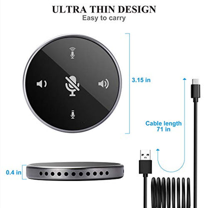 Upgrated USB Conference Microphone with Speaker,Laptop Omnidirectional Computer Mic with Touch-Sensor to Mute/Volume,for Zoom Meetings,Skype,VoIP Call,Interview,Christmas Stocking Stuffers Surprise