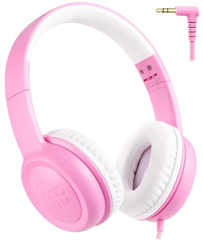 UKELALA C3 Kids Headphones Wired, On-Ear Wired Head Phones for Boys Girls with 3.5mm Jack, Foldable, Adjustable Headband, Child Headphone for School Home Airplane Tablet Pink - color: Pink