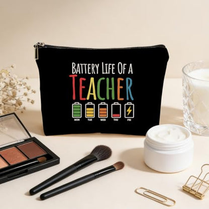JIUWEIHU Teacher Appreciation Gifts Makeup Bag, Funny Teacher Cosmetic Bags | Travel Organizer Bag Zipper Pouch, Sister Christmas Birthday Teachers Gifts for Women Sister Mom Friend Colleague - color: Multicolor 0055