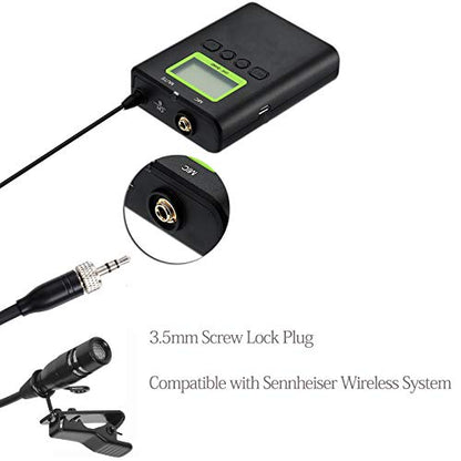 Lavalier Microphone Lapel Microphone Compatible with Sennheiser Wireless Transmitter - Unidirectional Condenser Mic – 3.5mm Screw Lock Plug - size: 3.5mm Screw Lock Plug for Sennheiser Only