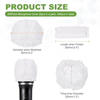 MECCANIXITY 240 Pcs Disposable Microphone Cover Mic Cover (White) - color: White