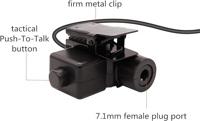 Civilian 2-Pin U94 PTT Adapter Push to Talk Button Connector 7.0 mm TP-120 Tactical Headset to K1 Plug Radio Compatible with Baofeng UV-5R AR-152 BF-888S BF-F8HP UV-82 UV-82HP RT17 RT21
