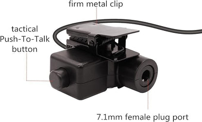 Civilian 2-Pin U94 PTT Adapter Push to Talk Button Connector 7.0 mm TP-120 Tactical Headset to K1 Plug Radio Compatible with Baofeng UV-5R AR-152 BF-888S BF-F8HP UV-82 UV-82HP RT17 RT21