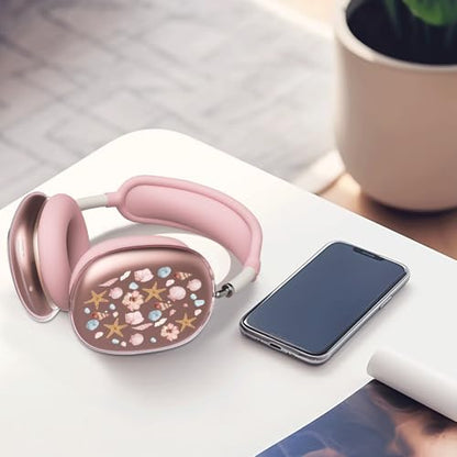 Cute Pink Starfish Clear Case for Airpods Max Headphones Kawaii Sea Print Soft TPU Ear Cups Cover Anti-Scratch Silicone Ear Pad Protective Case Girls Headband Cover for Apple Airpods Max - color: Starfish shell 08
