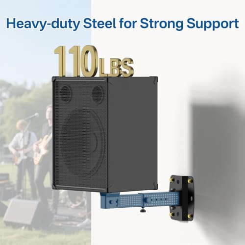Aiweiwa Adjustable PA Speaker Wall Mount for 6"/8"/10"/12" PA Speaker Mount with 35mm Mounting Hole - Heavy-Duty Large Speakers Wall Mount Bracket Hold up to 110 Lbs for Space Saving