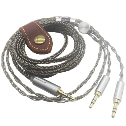 Youkamoo 8 Core Braided Silver Plated Replacement Cable Compatible with Hifiman HE4XX, HE-400i Headphones, 3.5mm to Dual 3.5mm Male 1.8m 6ft