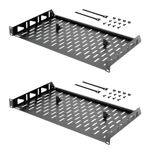 Tecmojo 1U Rack Shelf,19 inch Rack Shelf 10 inch Depth,Rack Mount Shelf with Anti-Slip Stops,Server Rack Shelf and Network Shelf for 19 in Equipments, 55lbs Capacity of Vented 1U Shelf,No Lip(2 Pack) - size: 10 in/2pack